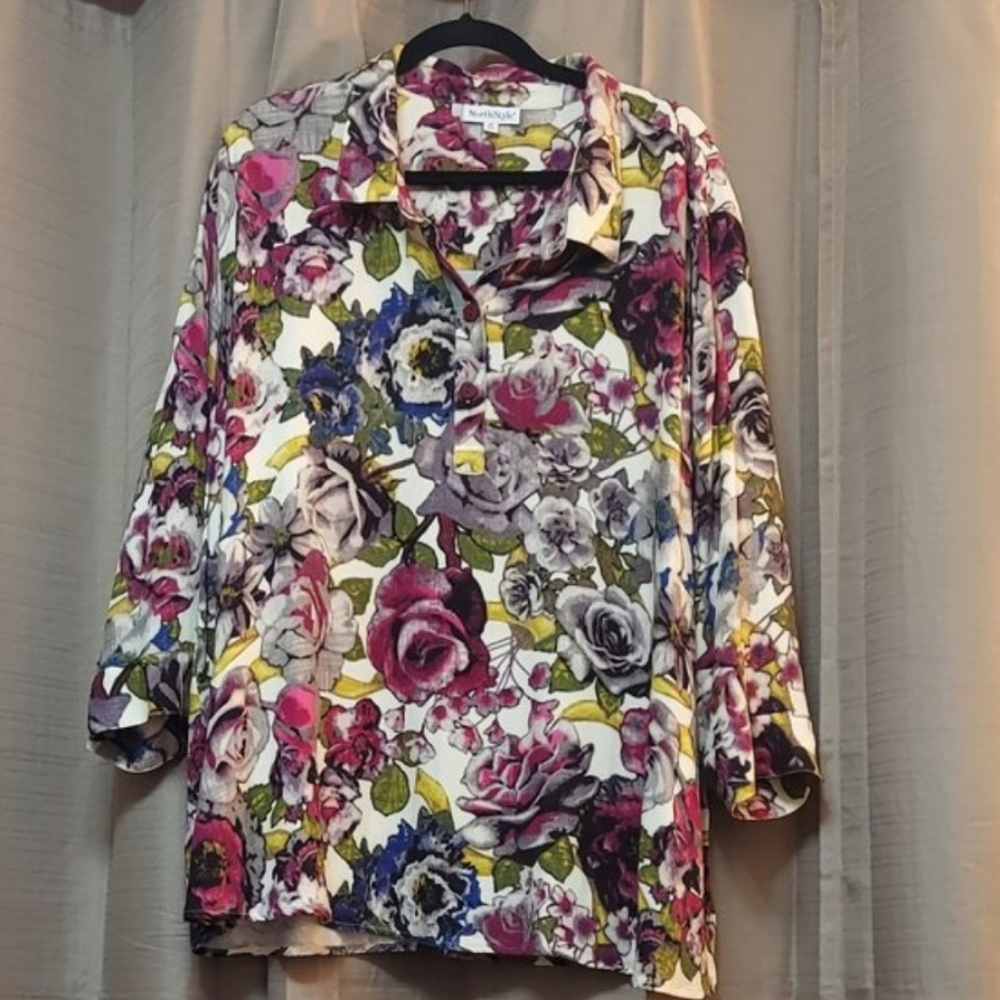 NorthStyle Vintage Floral Popover Sixe 3X